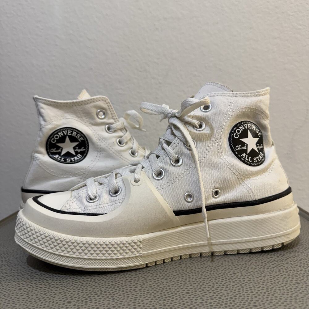 Converse Ctas Construct High Shoes Skate White Canvas Women 8.5 Casual A02832C